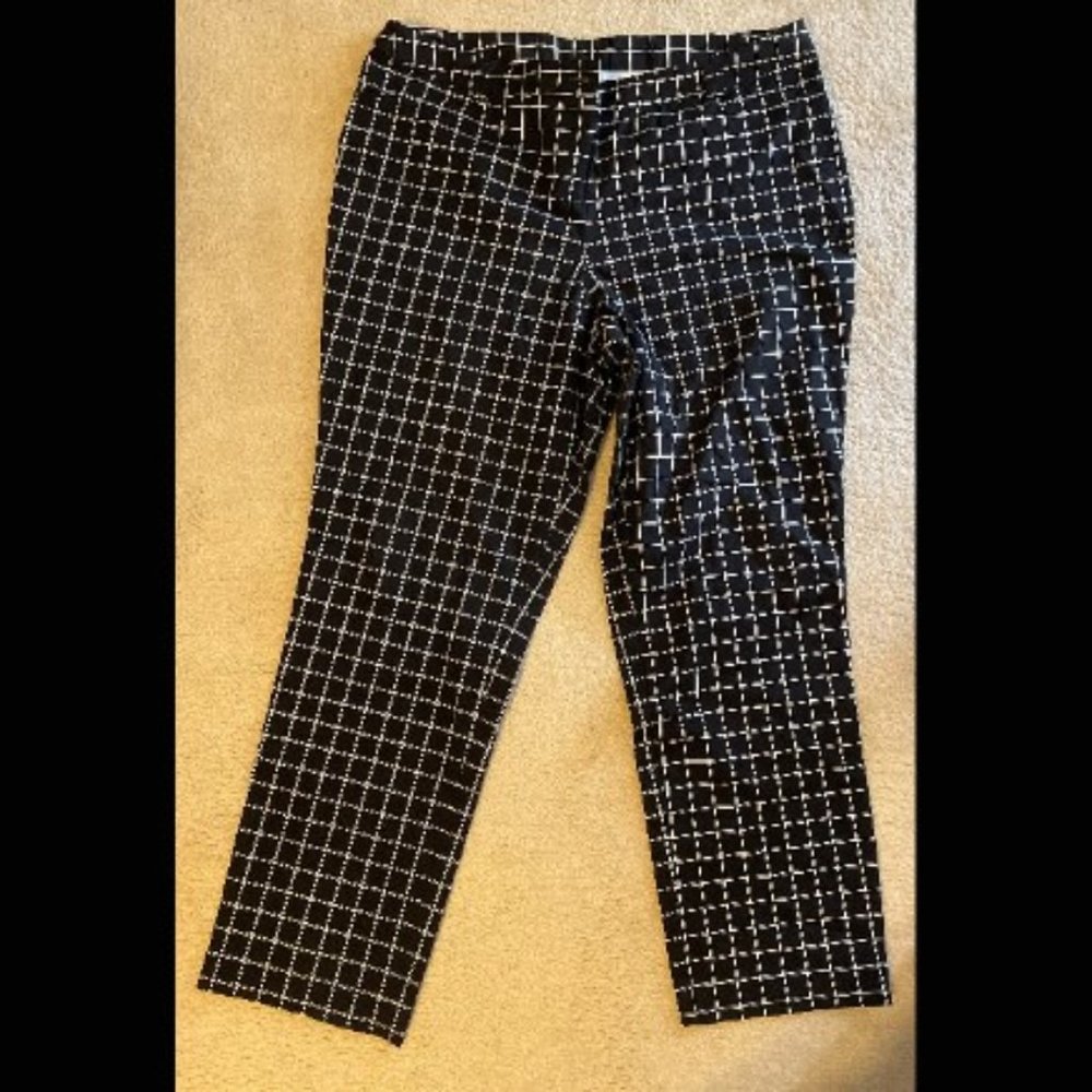 Black and White Checked Lane Trousers - Size 20